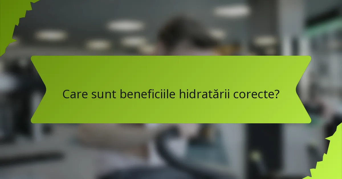 Care sunt beneficiile hidratării corecte?
