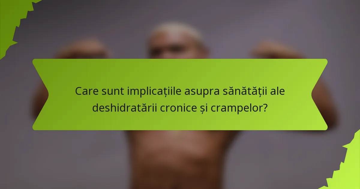 Care sunt implicațiile asupra sănătății ale deshidratării cronice și crampelor?