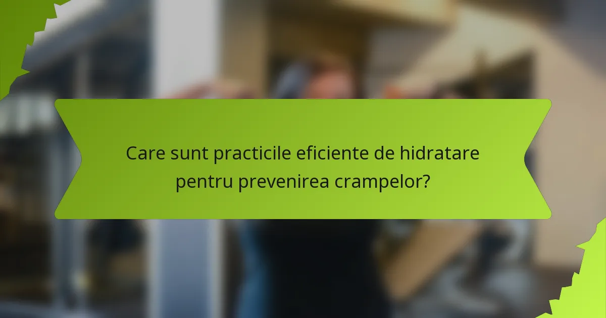 Care sunt practicile eficiente de hidratare pentru prevenirea crampelor?