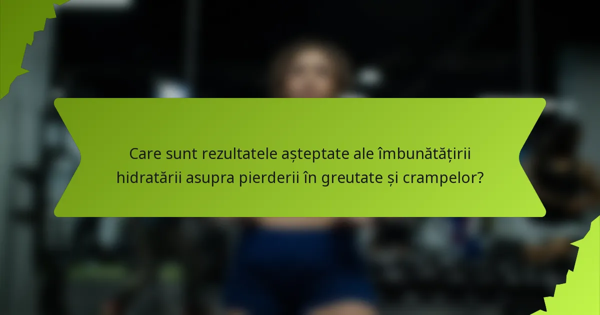 Care sunt rezultatele așteptate ale îmbunătățirii hidratării asupra pierderii în greutate și crampelor?