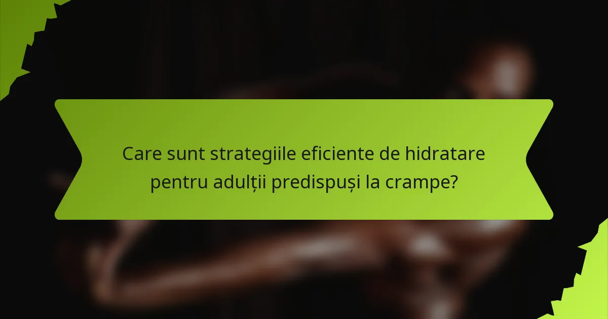 Care sunt strategiile eficiente de hidratare pentru adulții predispuși la crampe?
