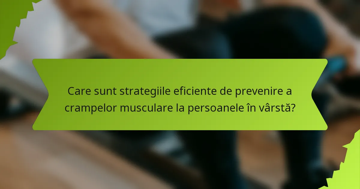 Care sunt strategiile eficiente de prevenire a crampelor musculare la persoanele în vârstă?