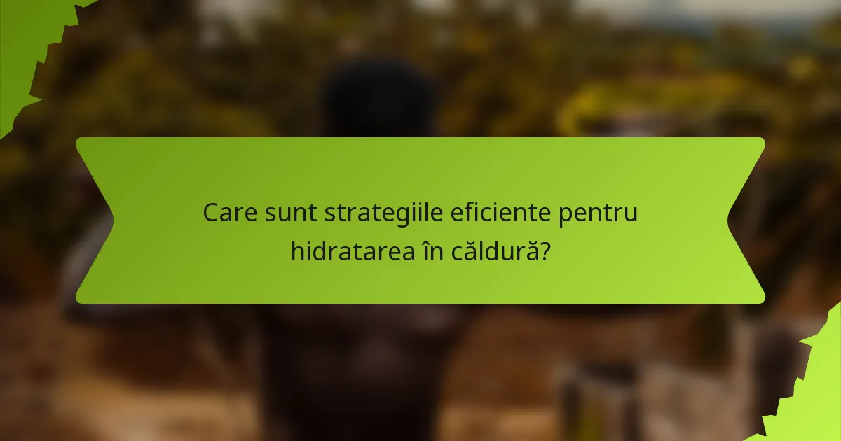 Care sunt strategiile eficiente pentru hidratarea în căldură?