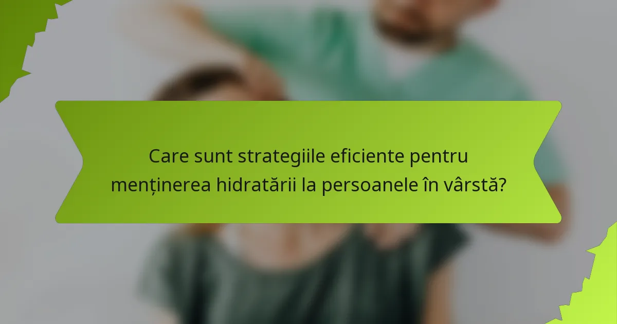 Care sunt strategiile eficiente pentru menținerea hidratării la persoanele în vârstă?