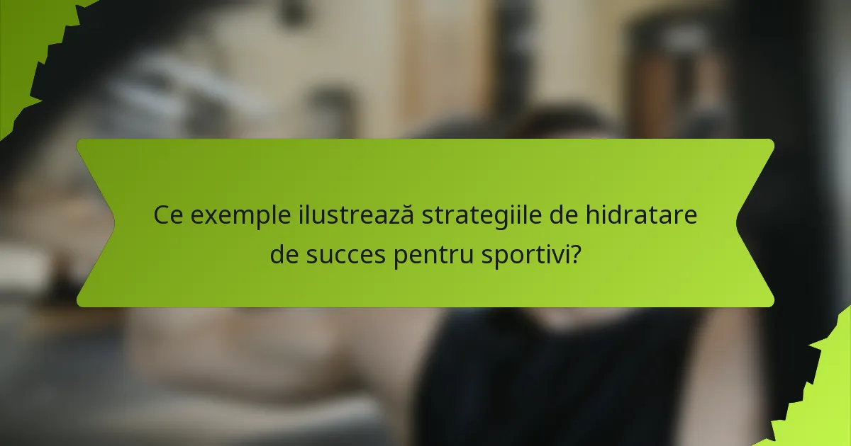 Ce exemple ilustrează strategiile de hidratare de succes pentru sportivi?