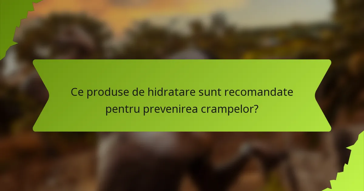 Ce produse de hidratare sunt recomandate pentru prevenirea crampelor?