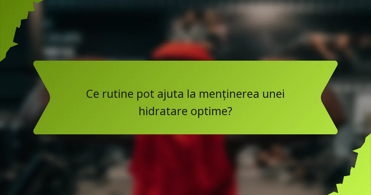 Ce rutine pot ajuta la menținerea unei hidratare optime?