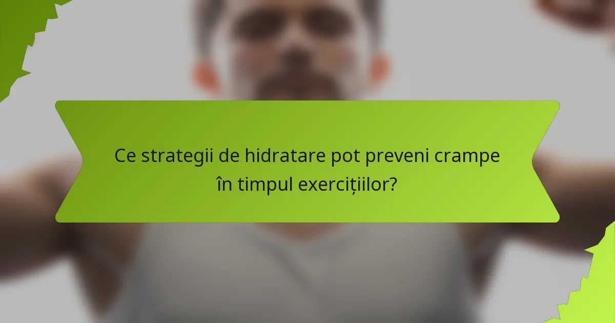 Ce strategii de hidratare pot preveni crampe în timpul exercițiilor?