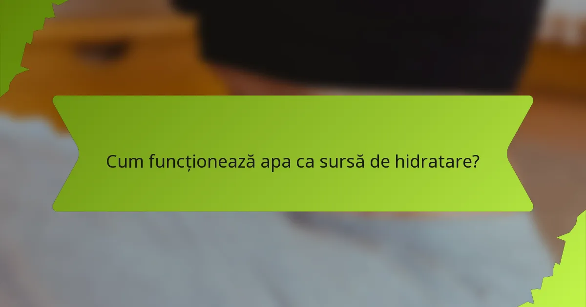 Cum funcționează apa ca sursă de hidratare?