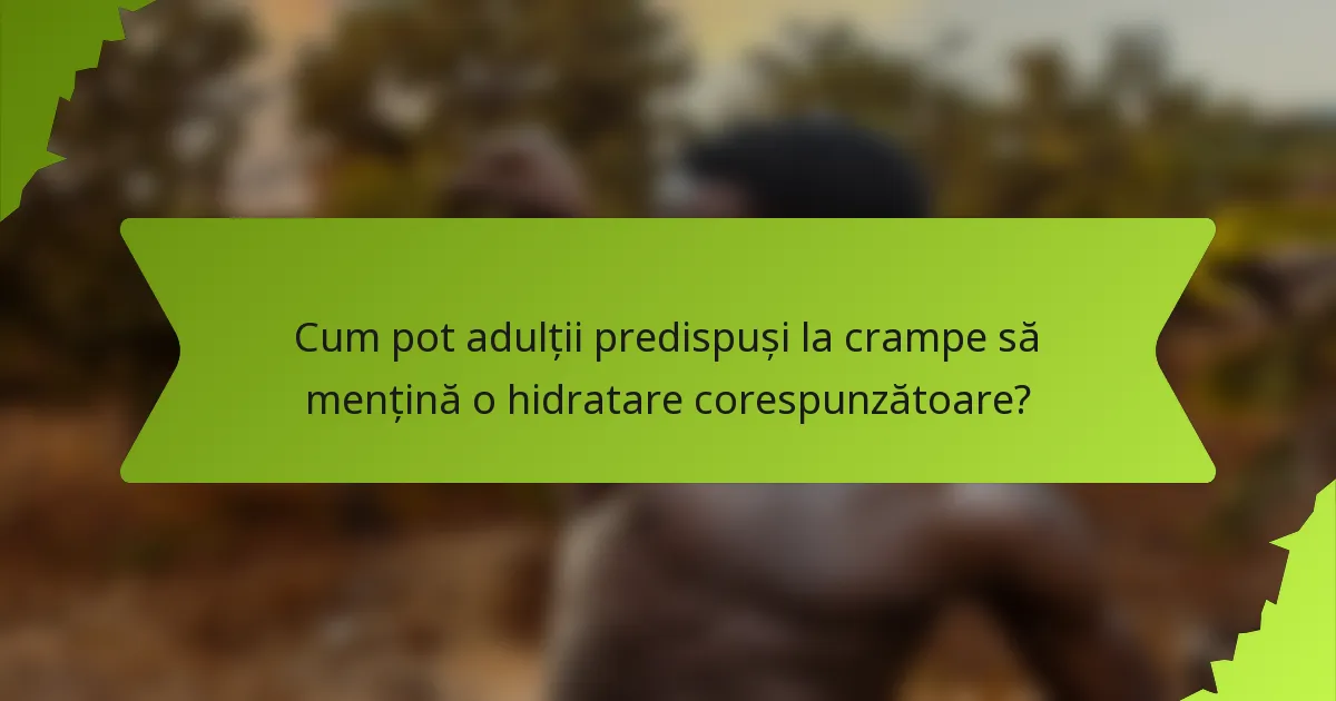 Cum pot adulții predispuși la crampe să mențină o hidratare corespunzătoare?