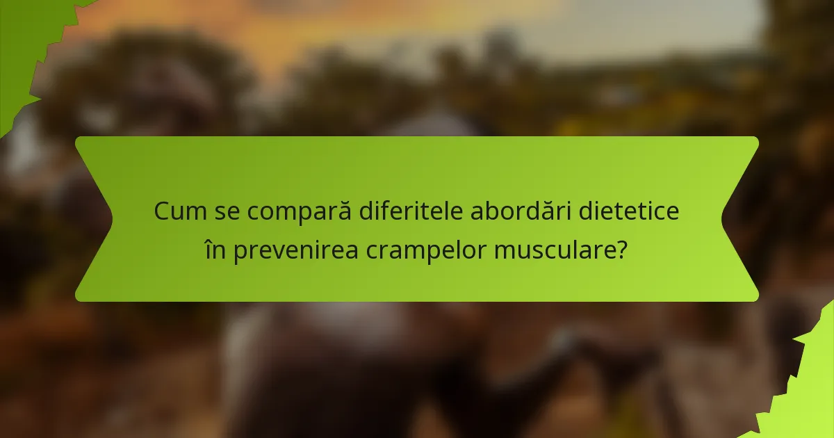 Cum se compară diferitele abordări dietetice în prevenirea crampelor musculare?